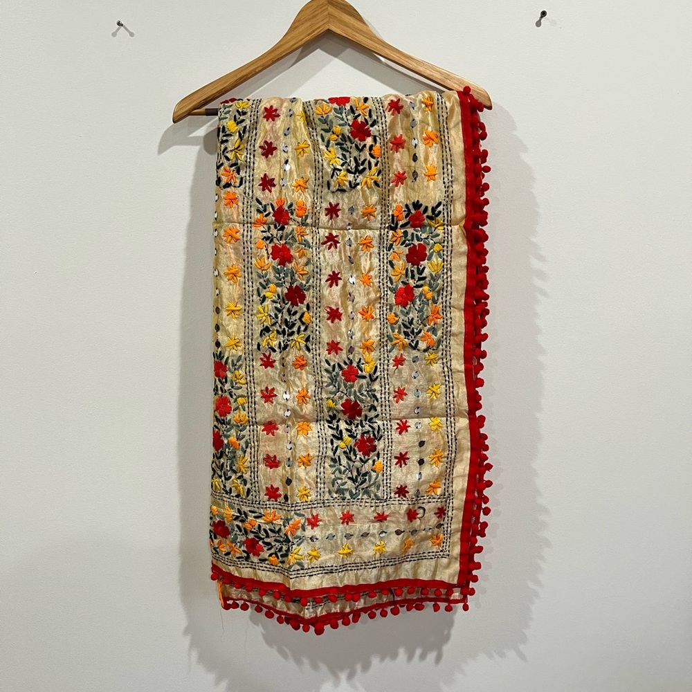 Hand embroidered traditional Indian Scarf duppata